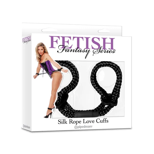 Fetish Fantasy Series Silk Rope Love Cuffs - Black — image 10 of 10