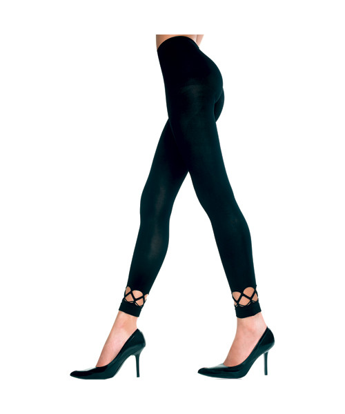 Crochet ankle spandex leggings BLACK