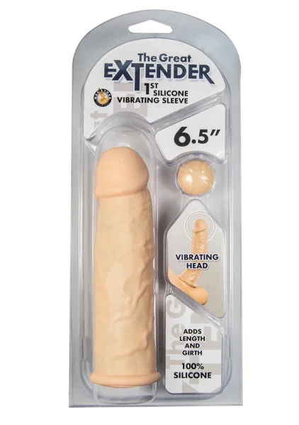 The Great Extender 1st Vibrating Penis Sleeve 6.5&quot; - White