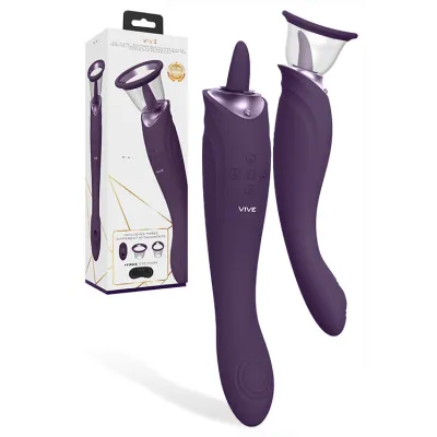 Vive Mai 10 9 Pump with Tongue Pulse Wave Clitoral Stimulator and Vibrating G Spot Handle