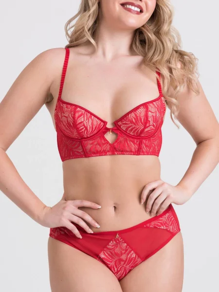 Lovehoney Parisienne Charm Red Lace Crotchless Bra Set