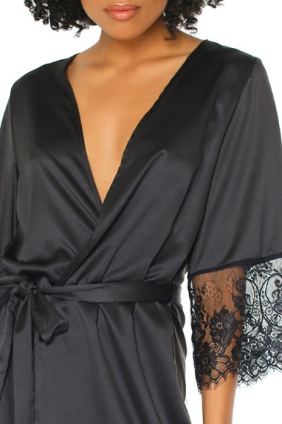 Coquette Nightshade Black Satin Robe