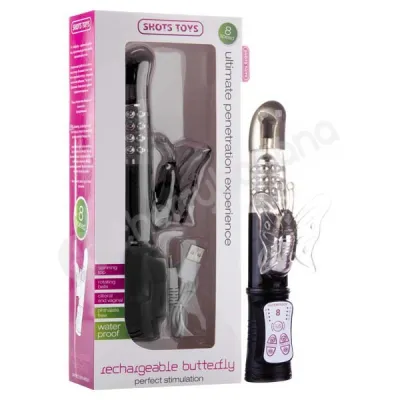 Shots Toys Black Rechargeable Butterfly Vibrator