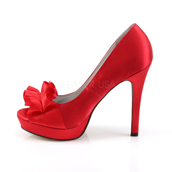 4 3/4 inches Heel, 1 inches PF Peep Toe Pump w/Ribbon Across Vamp — image 3 of 12