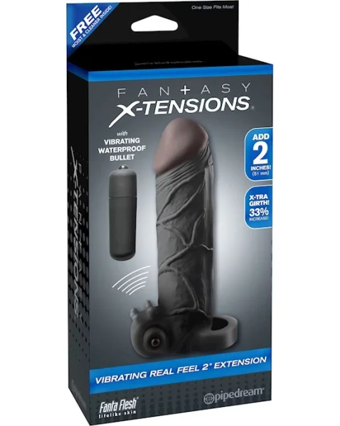 Fantasy X-tensions Vibrating Real Feel 2" Extension - Black