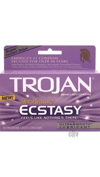 Trojan her pleasure ecstasy condoms - box of 10