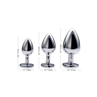 Kink Range Alloy Love Heart Gemmed Butt Plug 2 7 Inch White Small