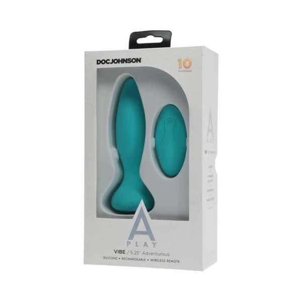 A-play Vibe Adventurous Rechargeable Silicone Anal Plug With Remote Teal — image 10 of 11