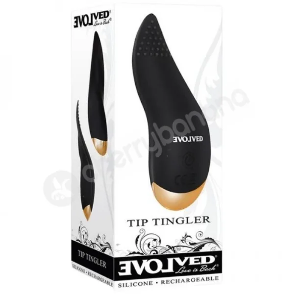 Evolved Tip Tingler Black Silicone Tongue Shaped Vibrator
