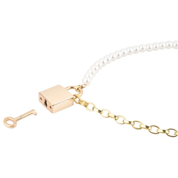 Sex & Mischief Pearl Day Collar By Sportsheets - White & Gold