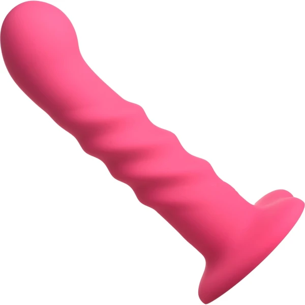 Simply Sweet 21X Vibrating Ribbed Rechargeable Silicone G-Spot Vibrator With Remote - Pink