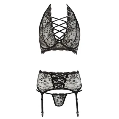 Lace Suspender Set Black Small