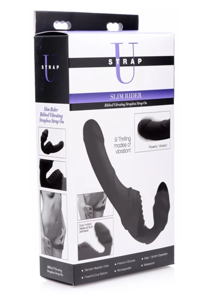 Slim Rider - Ribbed Vibrating Strapless Strap-On — image 8 of 8