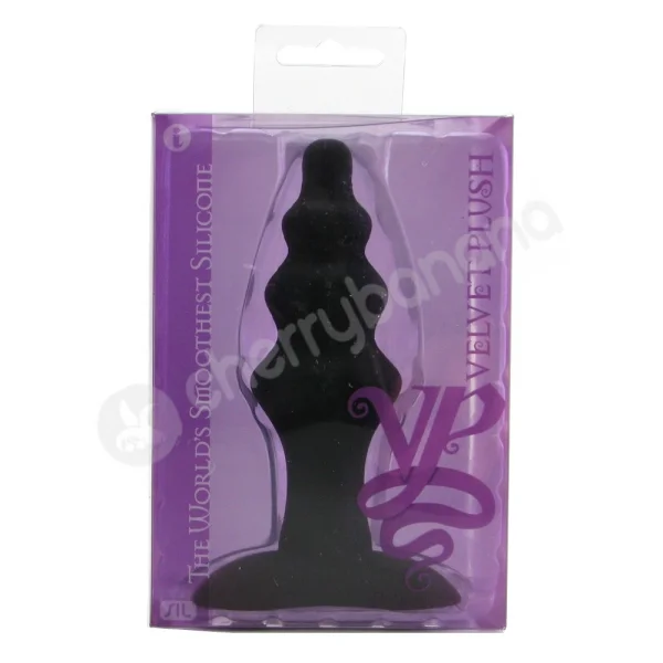 Velvet Plush Black Silicone Rippler Butt Plug
