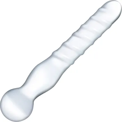 Glas Joystick Textured Glass Dildo Clear