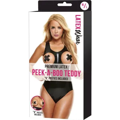 Premium Latex Teddy With Open Breasts S m Black S m