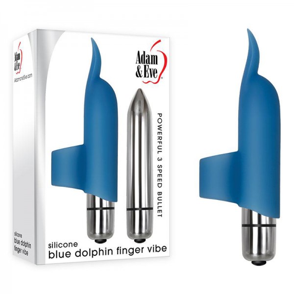 Adam & Eve Silicone Blue Dolphin Finger Vibe