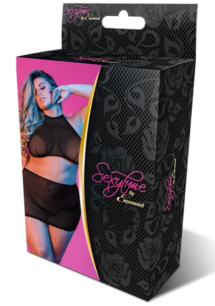 Sexy Time Polka Dot Mesh Halter and Skirt Set - Queen Size — image 4 of 4