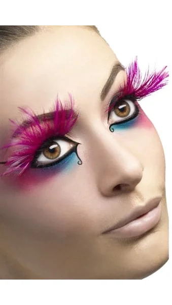 Feather Plume Eyelashes - Pink