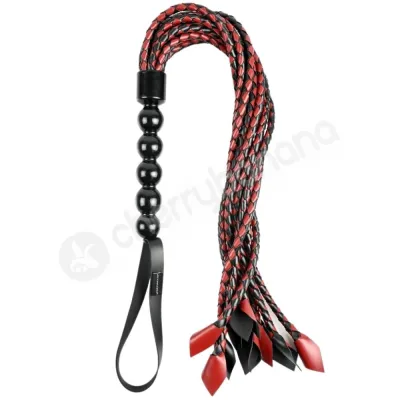 Saffron Cat O Nine Tails Faux Leather Braided Flogger With Comfort Grip Handle