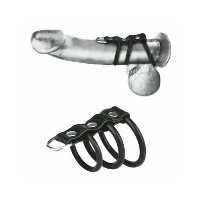3 Ring Silicone Gates Of Hell With Leash Lead