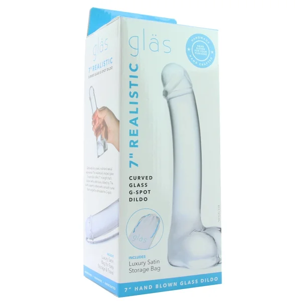 Gläs Realistic Curved Glass G-Spot Dildo  - Clear