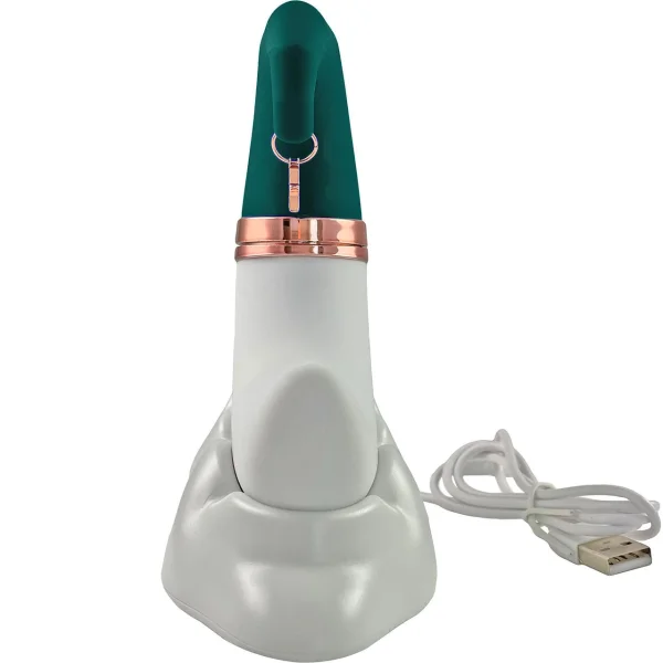 Happy Moon Rechargeable Pleasure Air Clitoral Stimulator With G-Spot Vibrator - Green