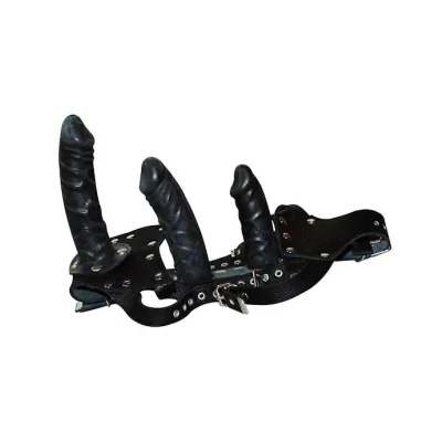 Leather String Dildo Set Black S m