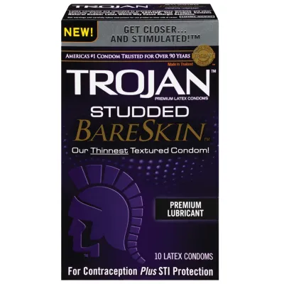 Trojan Studded Bareskin Condoms Box of 10