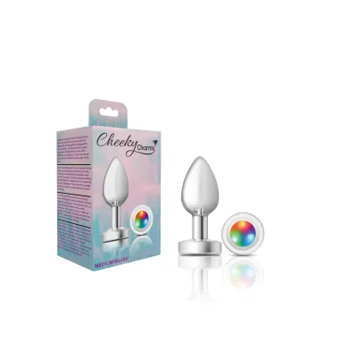 Cheeky Charms Silver Metal Butt Plug Light Up Medium