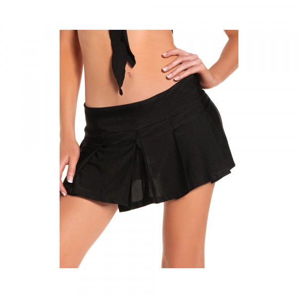 Solid Black Pleated School Girl Skirt S/m