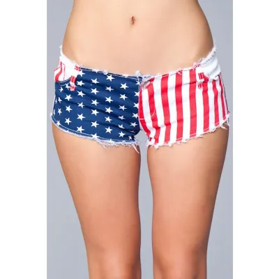 Sexy American Us Flag Mini Shorts Jeans Blue red white L