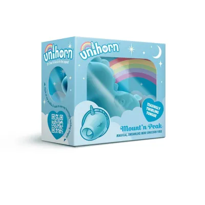 Clitoral Stimulation Unihorn Mount n Peak Pointed Flicking Tongue Vibrator Blue