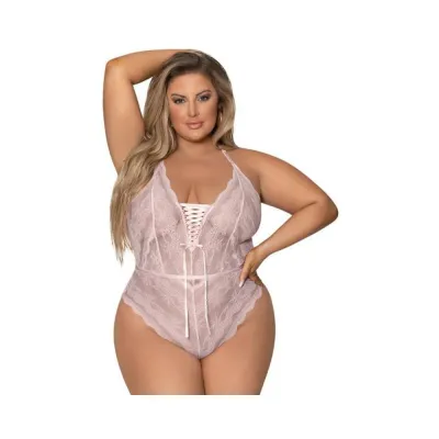 Magic Silk Seabreeze Teddy W Snap Crotch Blush Queen Size