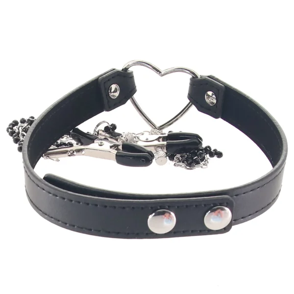 Sex & Mischief Amor Collar With Nipple Clamps By Sportsheets