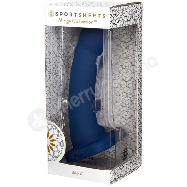 Sportsheets Banx Blue 8" Hollow Silicone Sheath Dildo