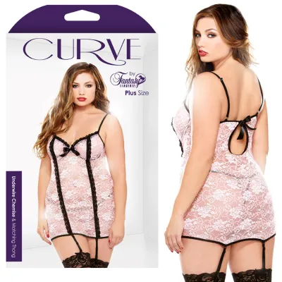 Curve Underwire Chemise Thong Blush 1X 2X