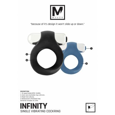 Infinity Single Vibrating Cockring Blue Vibrating Cock Ring