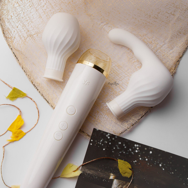 Satisfyer Double Wand-er Wand Vibrator - With 2 Attachment Heads & App Control!