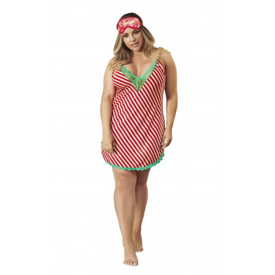 Mapale 1X 2X Red Sleep Dress with Eye Mask