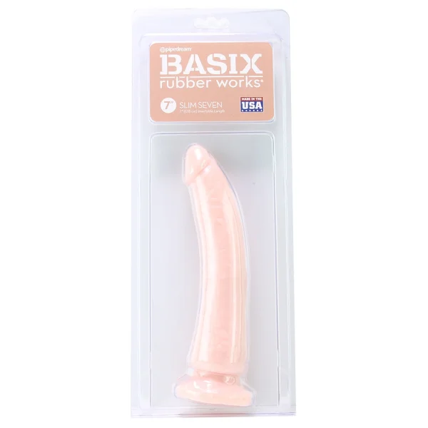 Basix Rubber Works - Slim 7 Inch With Suction Cup - Flesh