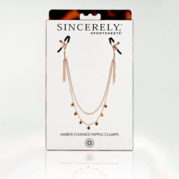 Sincerely Amber Chained Nipple Clamps By Sportsheets