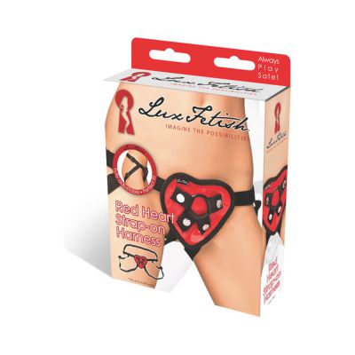 Lux Fetish Red Heart Strap On Harness O S