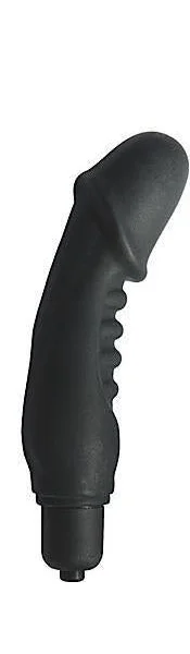 Silicone Ribbed Vibrating Penis Black