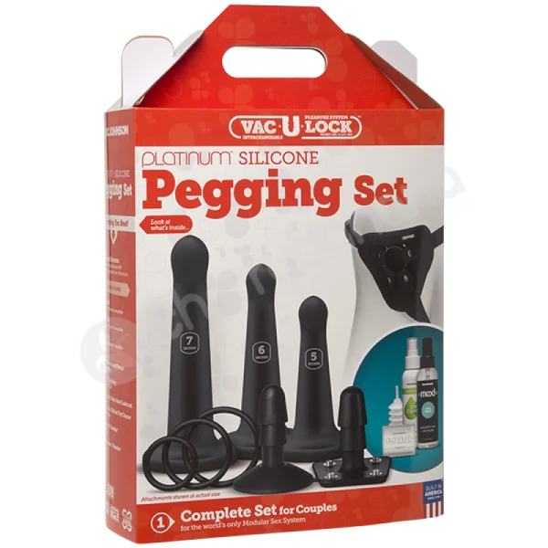 Vac-U-Lock Silicone Pegging Strap On Set