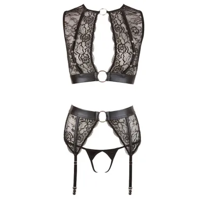 Emma 3 piece Suspender Set Black Large
