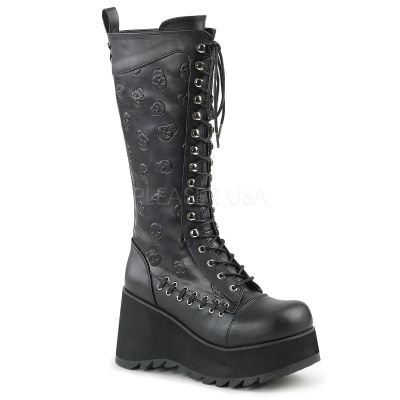 3 1 2 inches Platform Lace Up Front Knee Boot Side Zip
