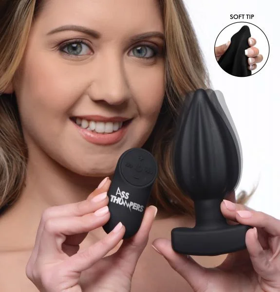 The Assterisk 10x Ribbed Silicone Remote Control Vibrating Butt Plug — image 5 of 8