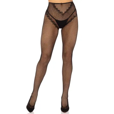 French Cut Crotchless Fishnet One Size Black