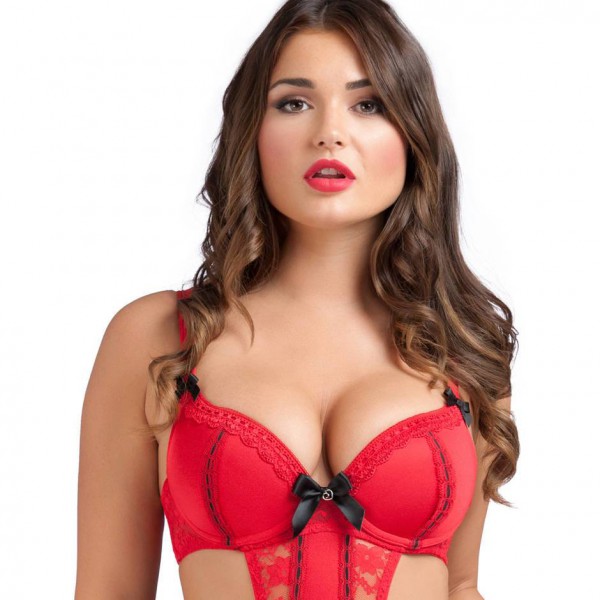 Lovehoney Seduce Me Red Push-Up Crotchless Cut-Out Body
